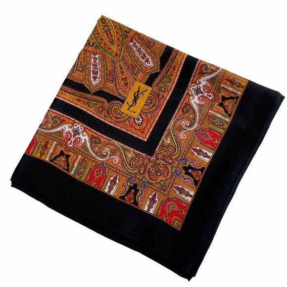 Vintage Yves Saint Laurent Wool & Silk Blanket Scarf Shawl Wrap - Picture 1 of 14